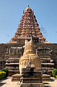 The great Chola temples of Tamil Nadu - The Brihadisvara temple of Gangaikondacholapuram. The large Nandi positioned to the east of the main temple.  